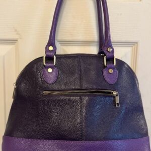 Purple Satchel with Textured Finish and Dome Shape